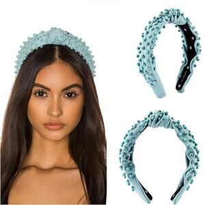 Lele Sadoughi Elegant Turquoise Beaded Knotted Statement Headband MINT